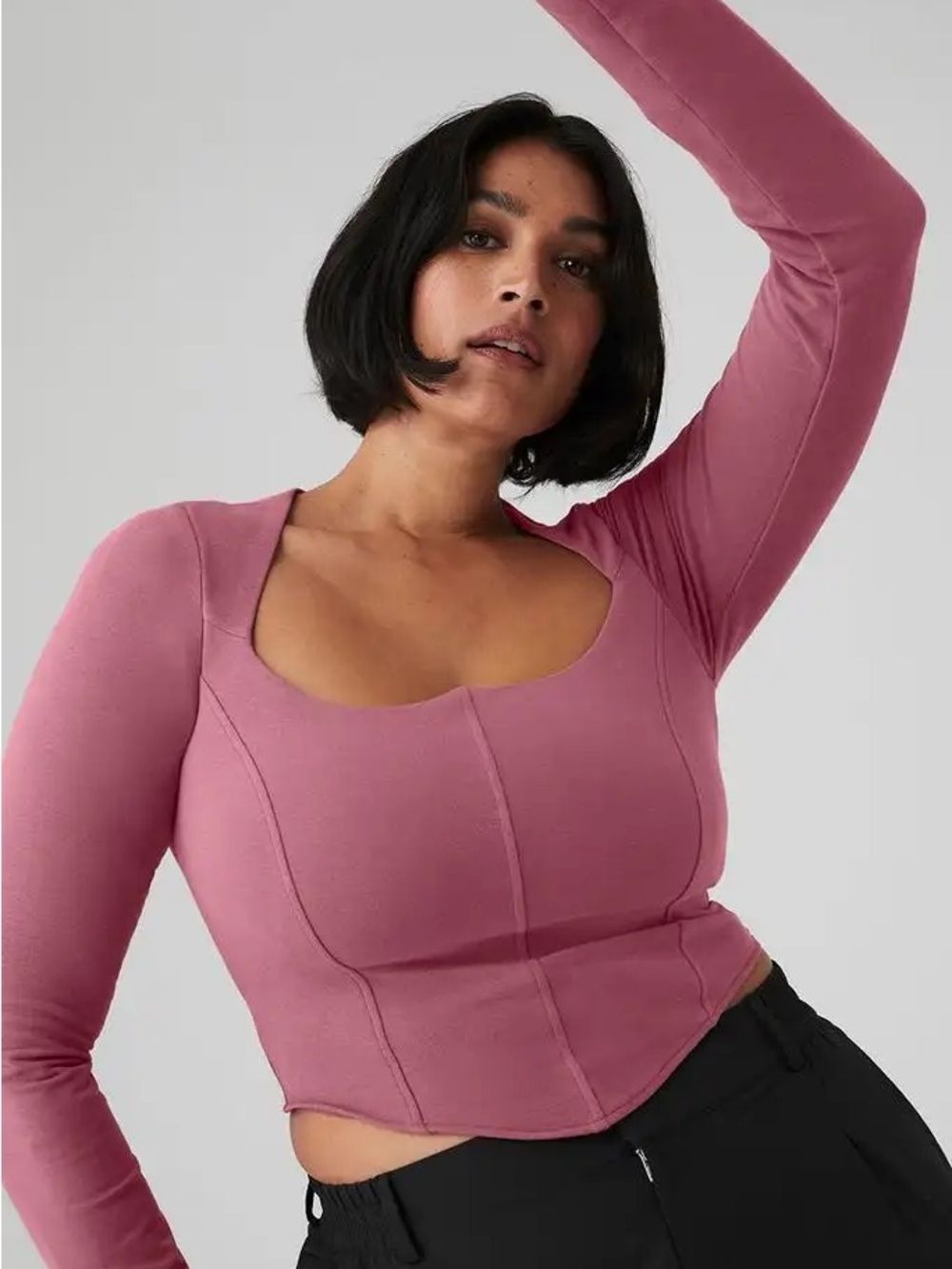 NWT ALO Yoga Soft Sculpt Long Sleeve Mars Clay Corset Top - Picture 5 of 8